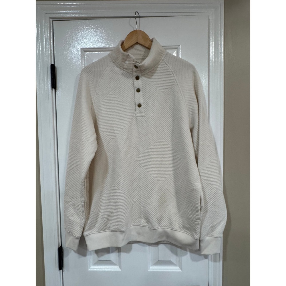 Goodfellow & Co Mens Cream Textured Quarter Snap Pullover Sweatshirt Size M